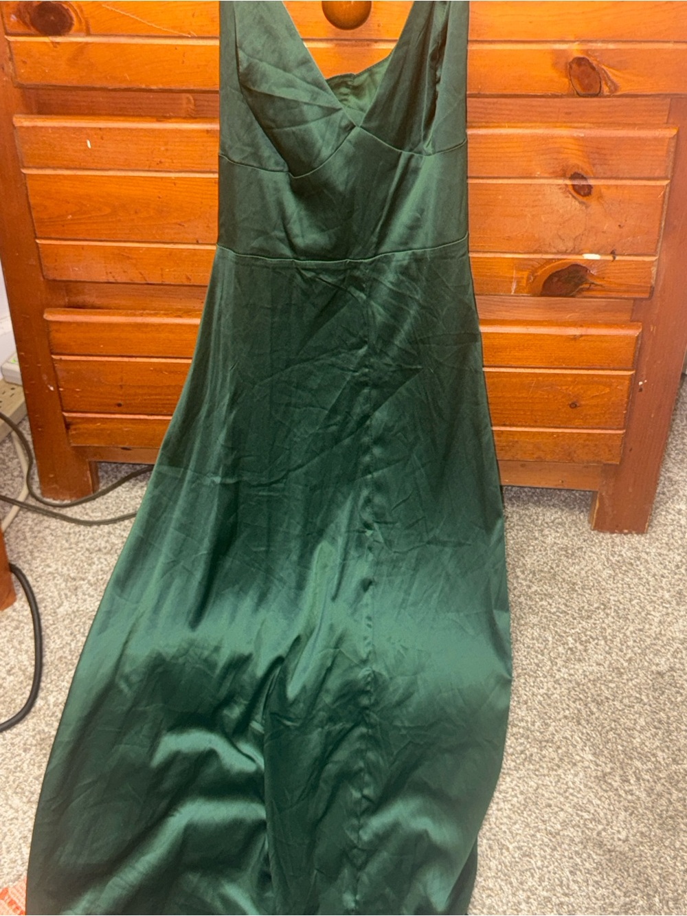 SHEIN Emerald Green Satin Maxi Dress